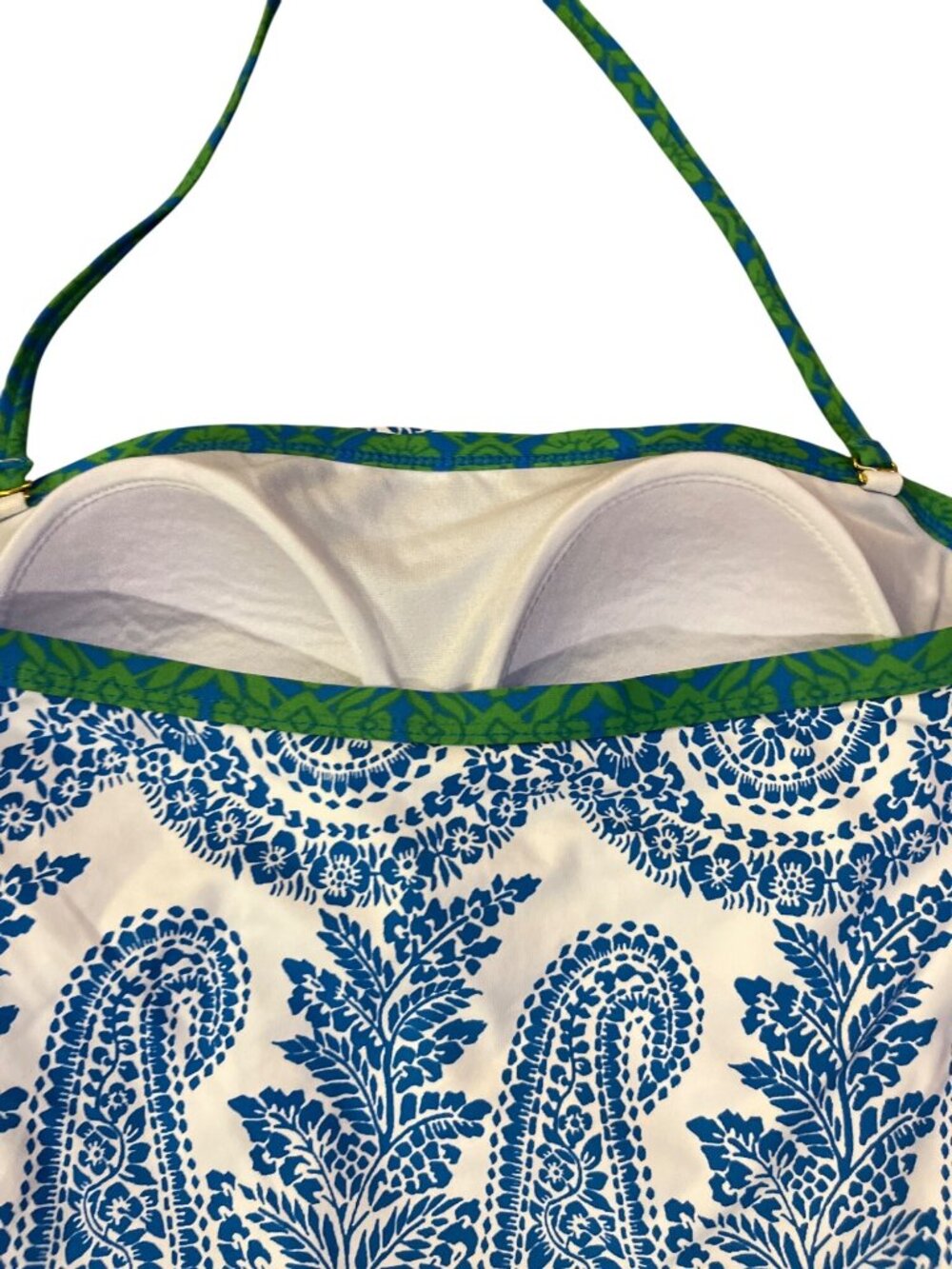 Tommy Bahama Womens 6 One Piece Swimsuit Blue White Paisley Halter Used - Picture 8 of 16